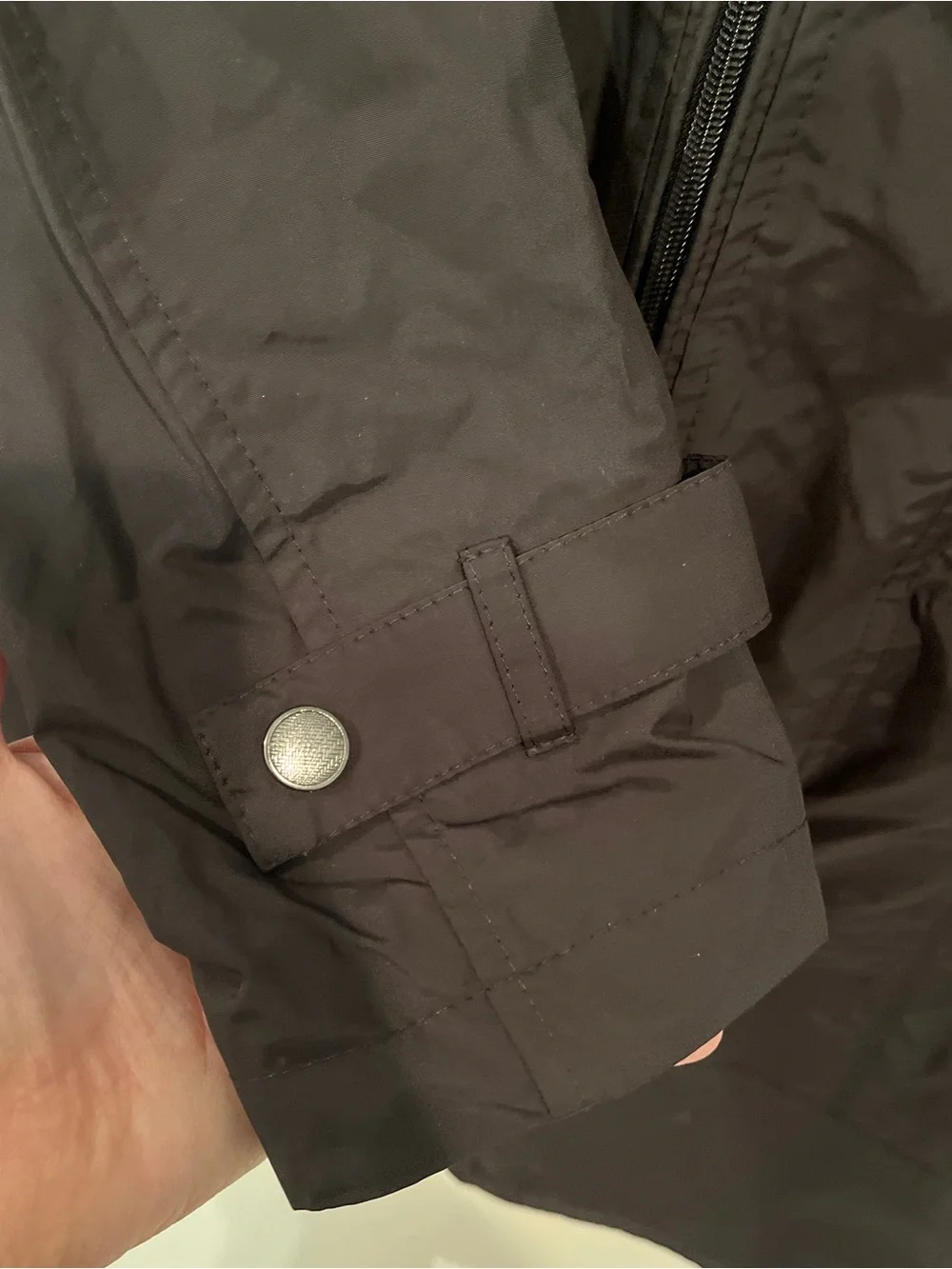 NWOT Black Lightweight Women's Trench Rain Coat With Hidden Hood